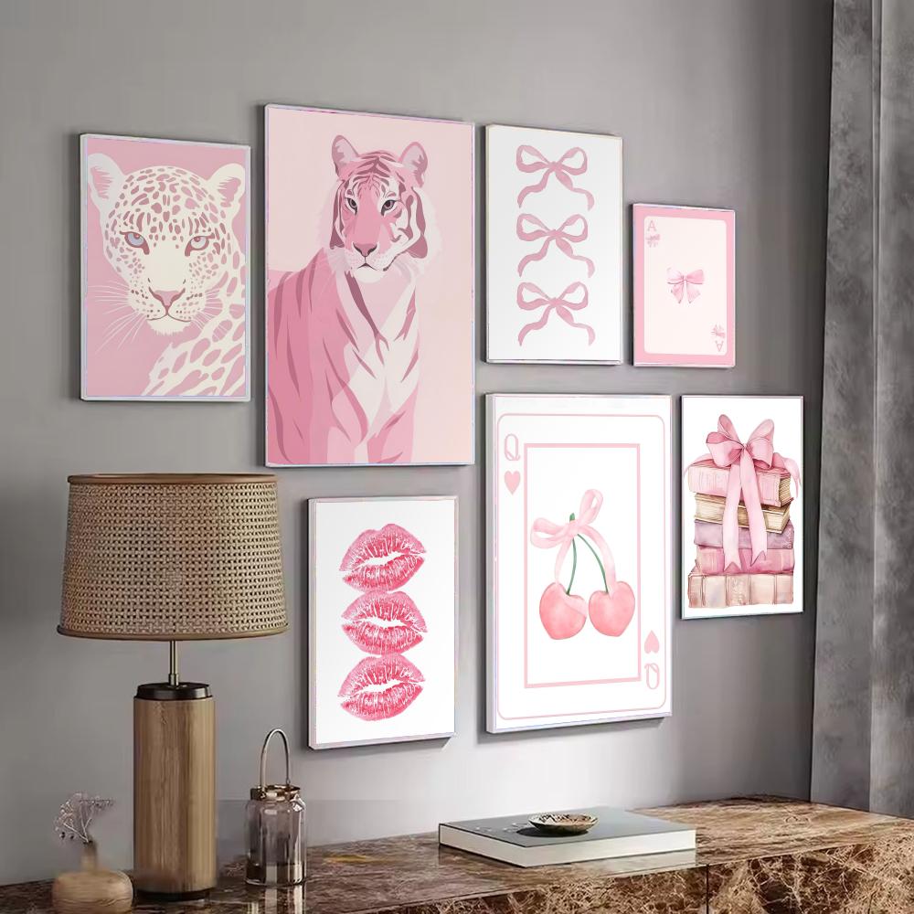 Interior Design Ideas - Poster dekorasi pola merah muda Stiker