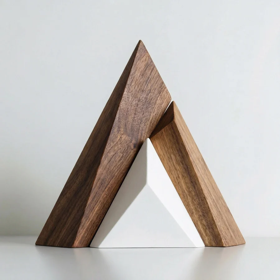 Geometric Shelf Triangle - Patung Kayu Bentuk Segitiga Geometris, Ukiran